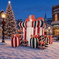Ensemble de boîtes cadeaux gonflables de Noël personnalisées, boîtes cadeaux gonflables géantes avec nœud, kit de décoration gonflable de Noël pour centre commercial