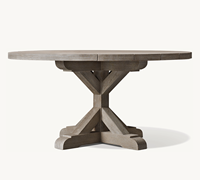 Mobilier d'extérieur Sassanid Design belge vintage Mobilier d'extérieur Table à manger ronde en teck à chevalet belge