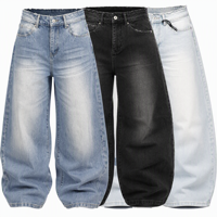 Jean baggy surdimensionné empilé pour homme, coupe large et décontractée, en denim, basique, délavé, vintage, effiloché, personnalisable, OEM, vente en gros