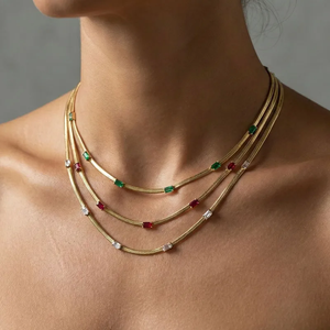 Fashion 18K <b>Gold</b> Plated 304 Stainless Steel Vintage Inlaid Snake Bone Chain <b>Necklace</b> for Women Non Fading Collarbone Chain - Product Image 3