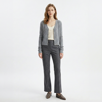 Cardigan en cachemire rayé personnalisé avec logo, vente en gros, pull décontracté à col en V pour femme, veste en tricot uni, vente directe d'usine