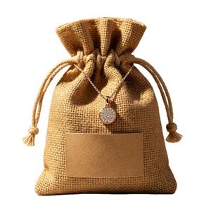 Sac en lin à cordon de serrage pour emballage cadeau, logo personnalisé, vente en gros, respirant, durable, pochette naturelle pour cadeaux, directement de l'usine - Product Image 1