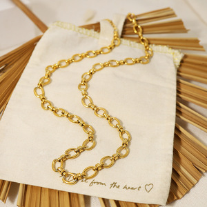 Collar <span class=keywords><strong>de</strong></span> mujer <span class=keywords><strong>de</strong></span> <span class=keywords><strong>cadena</strong></span> <span class=keywords><strong>de</strong></span> clavícula chapada <span class=keywords><strong>en</strong></span> <span class=keywords><strong>oro</strong></span> <span class=keywords><strong>de</strong></span> 18 quilates <span class=keywords><strong>de</strong></span> <span class=keywords><strong>acero</strong></span> inoxidable redondo grueso - Product Image 1