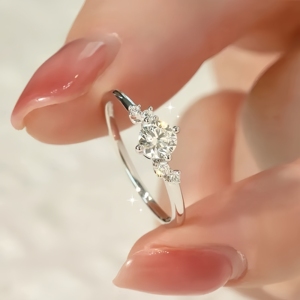 <span class=keywords><strong>Anello</strong></span> di Moissanite donna lusso 0,5ct Design argento e oro Champagne finitura regalo perfetto per <span class=keywords><strong>anello</strong></span> donna popolare. - Product Image 4