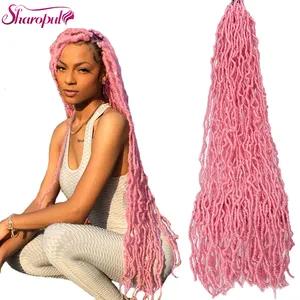 Pink baru palsu Locs rambut Crochet lembut Nu palsu Locs panjang 36 inci nu Locs sintetis Crochet ekstensi rambut