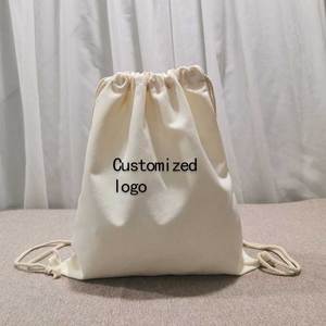 Borsa sportiva personalizzata in tela di cotone tinta unita con coulisse borsa da viaggio mini borse da scuola zaino articoli promozionali con logo - Product Image 3
