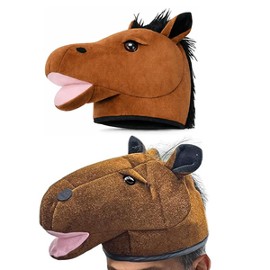 Accessoires <span class=keywords><strong>de</strong></span> jeu <span class=keywords><strong>de</strong></span> rôle pour fête d'Halloween, tête <span class=keywords><strong>de</strong></span> <span class=keywords><strong>cheval</strong></span> en peluche marron <span class=keywords><strong>de</strong></span> 13 pouces avec bouche ouverte et cheveux noirs vifs, chapeau <span class=keywords><strong>de</strong></span> costume pour adultes et enfants - Product Image 3