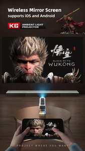 SXZ K6S อัจฉริยะ450แอนเอสไอ Full <span class=keywords><strong>HD</strong></span> 1080P แอนดรอยด์13 Wi-Fi 5g 4K 3D วิดีโอจอแอลซีดี BT LED โฮมเธียเตอร์ดิจิตอลพร้อมไมโครโฟน - Product Image 6