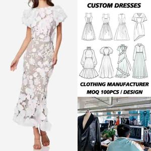 Elegante <span class=keywords><strong>Abito</strong></span> <span class=keywords><strong>Midi</strong></span> Bianco per Donne, Classico Stile Francese con Ricami in Pizzo, Lunghezza al Ginocchio per Matrimoni, Feste ed Eventi Serali con Motivi Floreali - Product Image 1