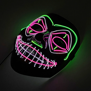 Halloween LED Neon Light-Up Full Face Máscara que brilla intensamente Disfraz de cosplay de fantasma en forma de <span class=keywords><strong>purga</strong></span> para mujeres y hombres Decoraciones de fiesta - Product Image 3