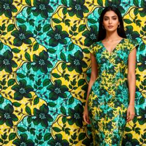 Tissu imprimé en cire africaine d'Ankara, tissu africain original en polyester, pagne et tissu en polyester pour vêtements, pour costume - Product Image 1