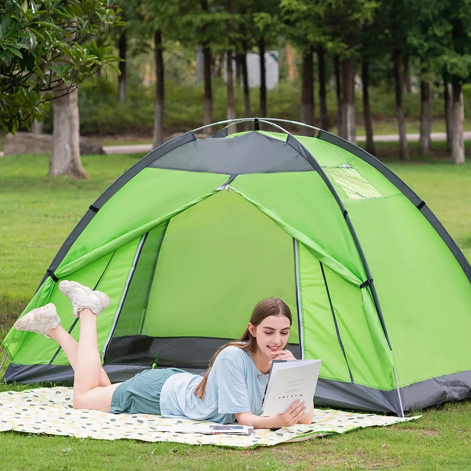 Дешевая популярная быстро открывающаяся однодверная палатка на 1-2 человека водонепроницаемая наружная семейная палатка для кемпинга с окошками