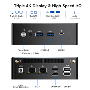 Mini <span class=keywords><strong>PC</strong></span> Bisnis AMD Ryzen 9 6900HX Radeon 680M 64GB DDR5 M.2 NVMe SSD WiFi 6E Dual LAN USB4 Windows 11 Komputer Kantor Ringkas - Product Image 2