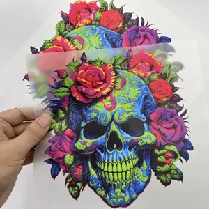 Factory custom popular heat press sticker transfer printing dtf film sticker transfers designs ready to press for t shirts