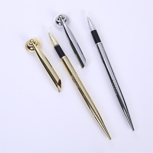 Toptan promosyon 1.0mm Logo tükenmez kalem altın/gümüş masaüstü <span class=keywords><strong>Metal</strong></span> kalem standı tutucu ofis/banka - Product Image 1