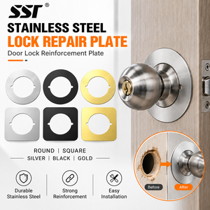 Cubierta de Fijación para Cerraduras de Puertas de Madera, Placa de Reparación de Cerraduras de Acero Inoxidable, Placa de Refuerzo Redonda y Cuadrada para Manijas de Puerta, Seguridad - Product Image 1