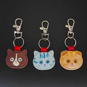 New Leather Cat Keychain Cute Animal <b>Bag</b> Pendant High Quality PU Leather Car Keychain Cat Keychain - Product Image 4