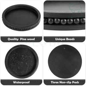 Luxury Gift <b>Black</b> Round Decorative Tea Coffee Sweets Serving Trays Wooden Beaded <b>Plate</b> Perfume Cosmetic Display Stand - Product Image 2