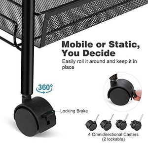 Wholesale Fruit <b>Vegetable</b> Handcart 5 Layer <b>Vegetable</b> Basket Holder Kitchen Floor <b>Standing</b> Wheel Storage Rack - Product Image 5