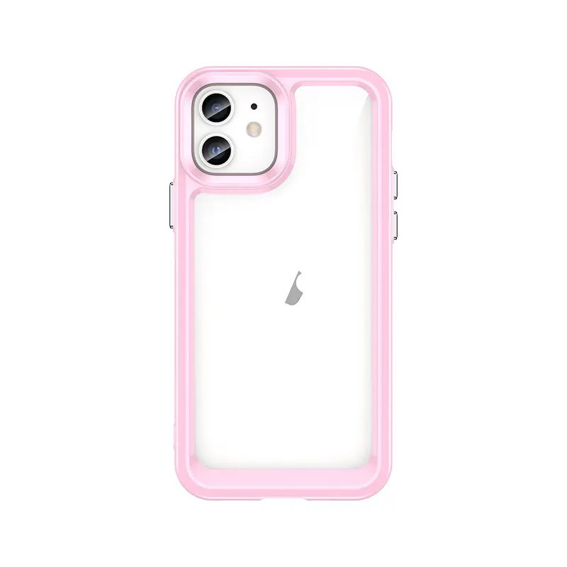 For iPhone 15 Phone Case Candy Color Soft TPU Gel Bumper Clear Hard Acrylic Back Cover Case For iPhone 11 12 13 14 15 Pro Max
