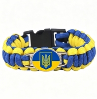 Bracelet en paracorde personnalisé avec le drapeau national ukrainien, bracelet de survie tricoté à la main pour les voyages, les souvenirs et les accessoires pour fans
