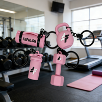 Ensemble de porte-clés personnalisés en PVC pour le fitness : haltères, kettlebells, tapis de yoga, shaker, porte-clés en caoutchouc souple – Prix usine en gros OEM