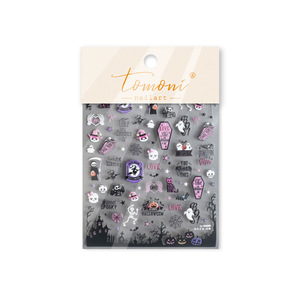 Halloween 3D Embossed Nail Stickers Gothic Spooky Nail Art Decals Skull <b>Pumpkin</b> Bat Designs for Halloween Night Party - Product Image 6