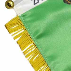Custom UZBEKISTAN Satin Pennant Flag Car Mini Flag <b>Banner</b> with Yellow Tassels - Product Image 5