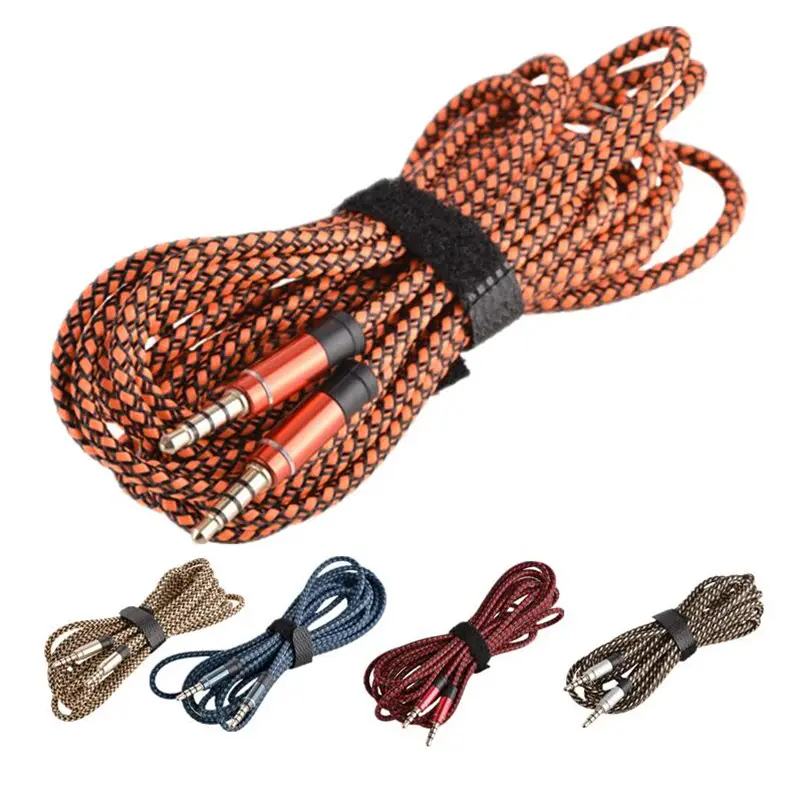 1.5M AUX Extension Audio Cable Metal Fabric braided Male cables for Samsung Android phone MP3 Speaker Tablet PC