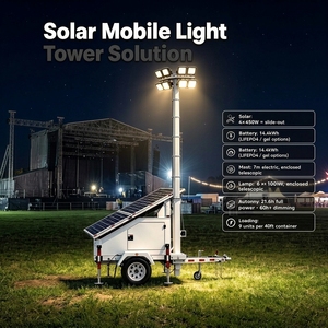 Tour d'éclairage solaire diesel portable sur remorque, mât de levage de 7 m, 6x100W, lumières LED bleues IP65, longue autonomie pour événements en extérieur - Product Image 4