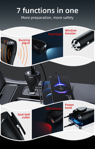 Herramienta Rompeventanas para Automóvil, Cortador de Cinturón de Seguridad, Kit de Emergencia para Automóvil 7 en 1, Zumbador, Linterna LED SOS, Cargador de Automóvil de Carga Rápida de 30 W - Product Image 3