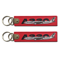 Porte-clés brodé personnalisé pour pilote d'avion, avec double logo brodé en tissu