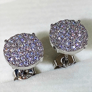 Orecchini a Perno Rotondi con Pavé per Donne, Piccoli Orecchini Scintillanti, Gioielli di Moda per Uso Quotidiano - Product Image 5