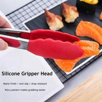 Pince de cuisine en silicone et acier inoxydable antiadhésive résistante à la chaleur pour la cuisson à la maison et la grillade