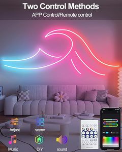 8 mét PVC USB 16.4ft âm nhạc Sync <span class=keywords><strong>LED</strong></span> IC & <span class=keywords><strong>RGB</strong></span> Color Changing thông minh Neon Rope Lights với ứng dụng điều khiển - Product Image 2