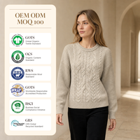 Pull en laine et viscose pour femme, style preppy, col rond, tricoté, personnalisé, style Old Money