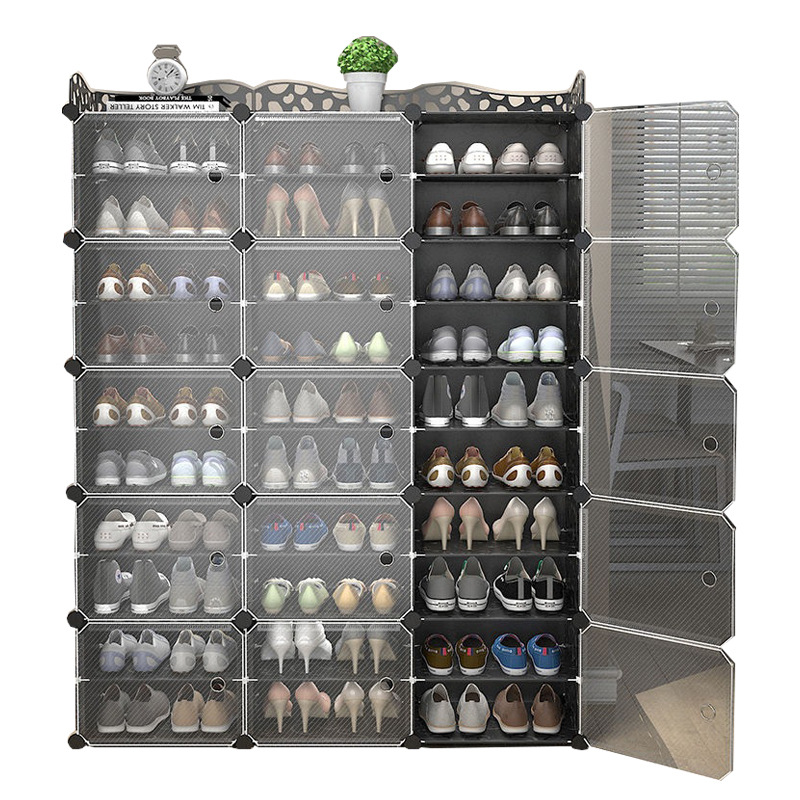 24 Pair Shoes Accepted Inter Locking Cube Shoe Storage Cabinet Plastic Shoes Organizer Unit