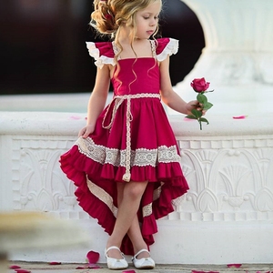 Wholesale Children's Boutique Clothing Children <b>Clothes</b> Asymmetrical Hem Girl Dresses - Product Image 6