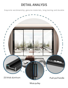 Verre à cadre en alliage d'aluminium français économe en énergie à vendre des portes-fenêtres coulissantes de sécurité en noir trempé - Product Image 2