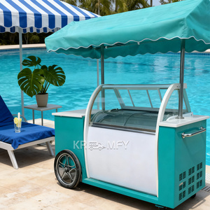 Chariot alimentaire mobile personnalisable pour la vente de glaces, de snacks et de bonbons, avec glacière et congélateur intégrés - Product Image 1
