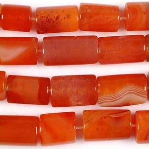 Cilindro de tubo Natural, piedras de cornalina roja, cuentas de tubo - Product Image 2