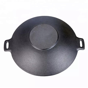 <span class=keywords><strong>Wok</strong></span> en fonte rond de 9 pouces à fond plat, pré-assaisonné, anti-rouille, écologique, pour cuisinière à gaz et à induction, lavage à la main uniquement - Product Image 3