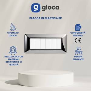 ชุดปลั๊กไฟติดผนังโกลก้า 6 ช่อง โครเมียมขัดเงา พลาสติก สำหรับใช้ในที่อยู่อาศัย - Product Image 3