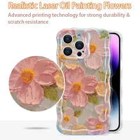 Coque de téléphone élégante pour iPhone 16 Pro Max, compatible avec iPhone 11, 12, 13, 14, 15, 17, 18 Pro Max, motif floral rétro, peinture à l'huile, brillante, mignonne