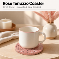 Sous-verre en terrazzo artisanal moderne avec motif de luxe, ensemble de dessous-de-verre ronds en pierre pour table basse, bar à domicile, décoration de bureau