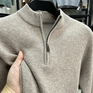 Fabricant LOGO personnalisé 100% laine mérinos demi-fermeture éclair <span class=keywords><strong>pull</strong></span> tricoté <span class=keywords><strong>pull</strong></span> à col roulé homme hiver haut <span class=keywords><strong>pull</strong></span> en tricot pour hommes - Product Image 1