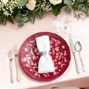 Vaisselle de mariage en porcelaine fine de luxe, motif floral vintage ondulé bordeaux, écologique et durable, vente en gros - Product Image 6