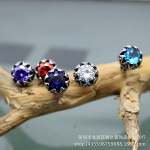 Pendientes yunnique con forma de corona, seis colores, engaste de bisel de acero inoxidable para regalo, joyería - Product Image 4