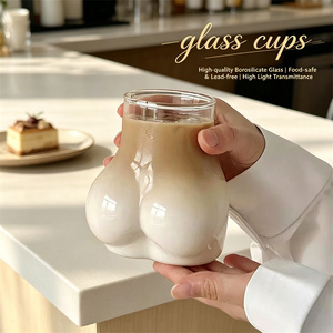 Tasses à café, lait et desserts en verre borosilicate transparent faites à la main, sans BPA, au design mignon et original, très populaires - Product Image 6