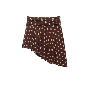 Minifalda de mujer 2026 con lunares, asimétrica, fruncida, de cintura alta, por encima de la rodilla, casual, elegante, vintage, tejida, para chica - Product Image 2